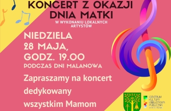 Plakat z napisem - koncert z okazji Dni Matki 
